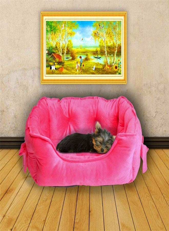 PETITUDE سرير فاخر للكلاب الكبيرة جدًا من بيتيتيود، قابل للغسل، سرير طبي للكلاب الكبيرة، قاعدة مانعة للانزلاق، لون وردي، 95 × 73 × 22 سم - Image 2